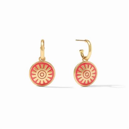 Picture of Julie Vos Soleil - Soleil Hoop & Charm Earrings In Coral Enamel