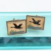 Picture of Vintage Reverse Carved & Painted Intaglio Cufflinks With Ducks Over Lake
