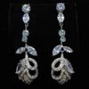 Picture of Qsi Earrings _,clear Cz Long Leaf Dangle Post Back Earrings. 2.35" Long, .65" Wide