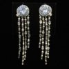 Picture of Qsi Earrings 2 _,clear Large Round Cz Post Back Earrings With Dangles. 2.9" Long, .6" Wide
