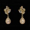 Picture of Clear Cz & Gold Stylized Teardrop Post Back Earrings. 1.2" Long