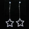 Picture of Clear Cz Small Star Dangle Post Back Earrings. 2.5" Long, .75" Wide
