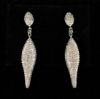 Picture of Clear Cz Pave Dangle Post Back Earrings. 2" Long