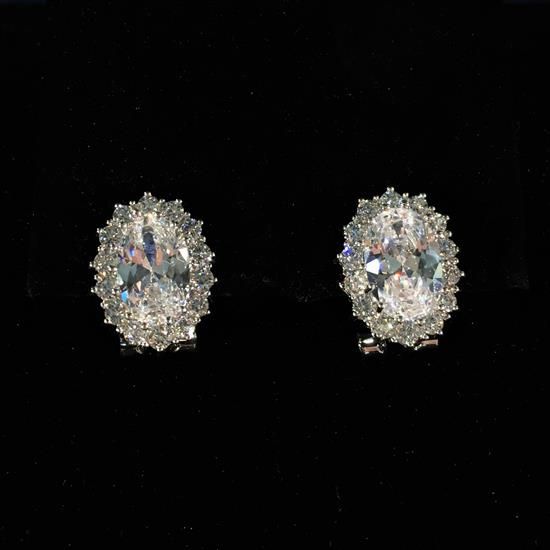 Picture of Oval Clear Cz Lever Back Earrings. 1.7" Long, .55" Wide