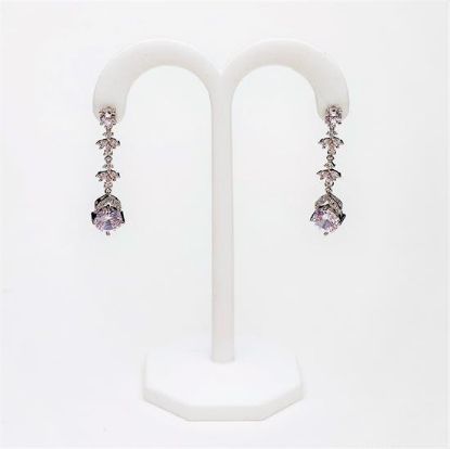 Picture of Long Round  Cut Cz Drop Earrings. 1.5" Long