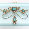Picture of Victorian Era 14K Gold, Turquoise & Freshwater Pearl Chandelier Necklace