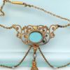 Picture of Victorian Era 14K Gold, Turquoise & Freshwater Pearl Chandelier Necklace