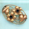Picture of 1940'S Signed Carl Art Gold Filled Flower Brooch With Blue Glass Cabochons