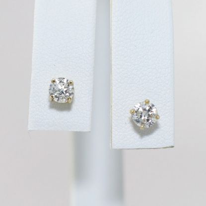 Picture of 14K Yellow Gold Diamond Solitaire Stud Earrings