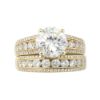Picture of 14K Yellow Gold, Round Brilliant Cut & Diamond Cluster Accented Two-Piece Bridal Ring Set