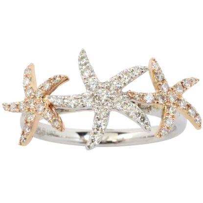 Picture of 14K Two Tone Diamond Starfish Ring
