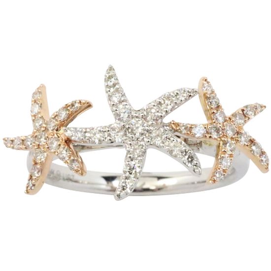 Picture of 14K Two Tone Diamond Starfish Ring