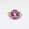 Picture of Art Deco Era 10k Gold, Synthetic Pink Sapphire & Diamond Ring
