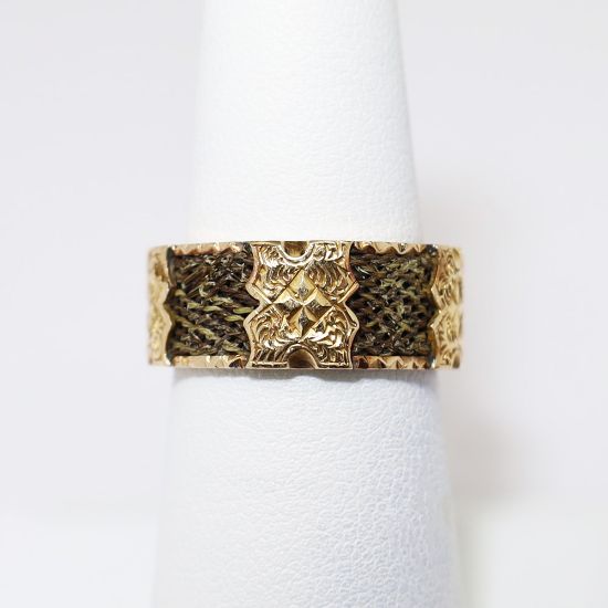 Picture of Antique Victorian Era 14k Gold & Braided Hair Mourning Jewelry Ring