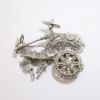Picture of Rare Sterling Silver & Marcasite Hidden Face Hamilton Winding Brooch Watch Shaped Like Donkey, Cart & Driver