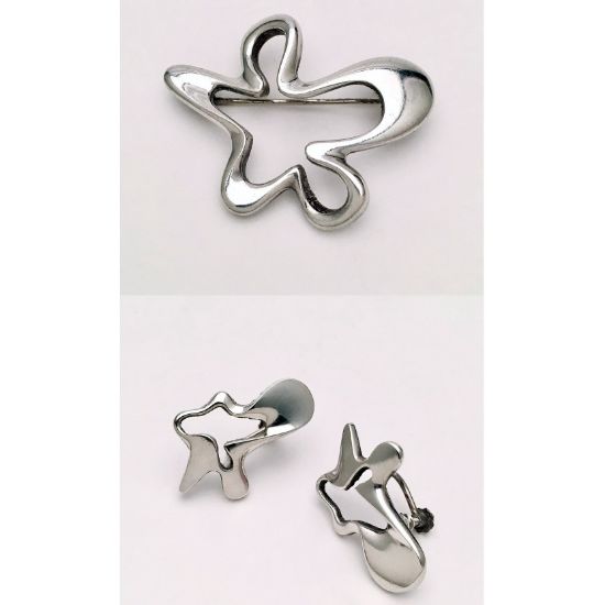 Picture of Georg Jensen 1950's Modernist Brooch & Screw Back Earring Set