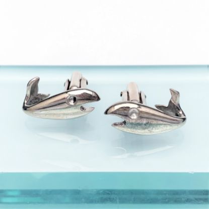Picture of Rare 1950's Antonio Pineda & Fortino Mota Sterling Silver Whale Cuff Links