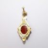 Picture of Mid Century Victorian Revival 10k Rose & Yellow Gold, Pearl & Carved Stone Cameo Earring & Pendant Set
