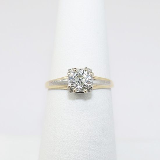 Picture of Antique Art Deco Era 14k Yellow & White Gold & Old European Cut Diamond Ring