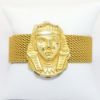 Picture of Vintage Miriam Haskell Gilt Brass Egyptian Revival Woven Mesh & Pharaoh Bracelet 