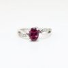 Picture of Oval Garnet Ring with Diamond Accents, 14k White Gold