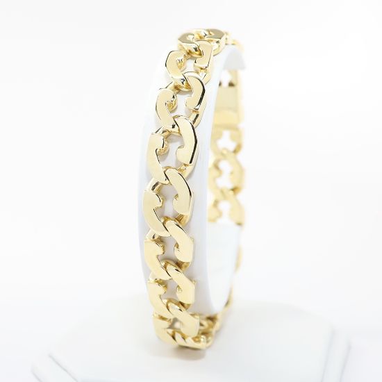 Picture of 14k Yellow Gold Fancy Link Curb Chain Bracelet 
