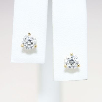 Picture of 14k Yellow Gold & .80ct Diamond Solitaire Stud Earrings