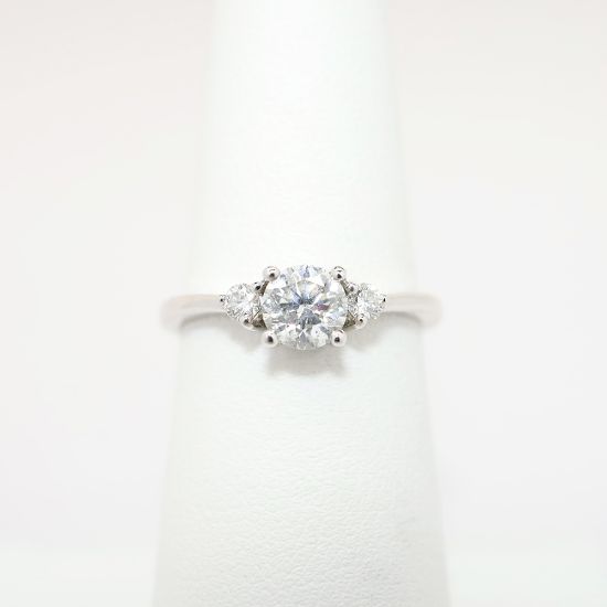 Picture of 14k White Gold & Round Brilliant Cut Three-Stone Diamond Engagement Ring