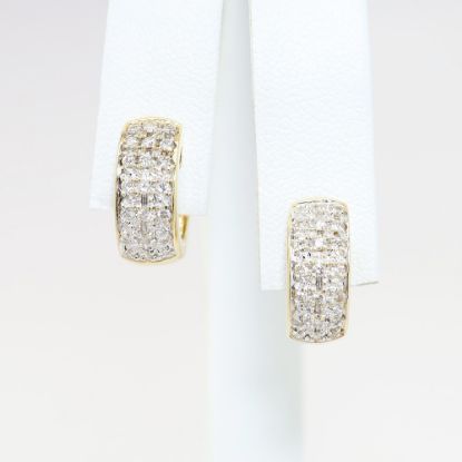 Picture of 14k Yellow Gold & Diamond Cluster Huggie Hoop Earrings