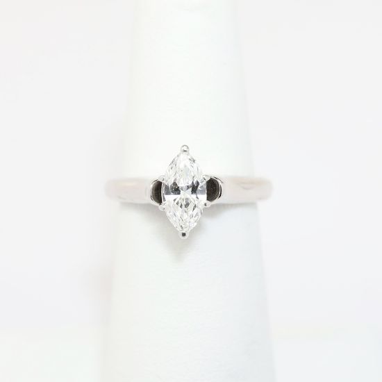 Picture of 14k White Gold & Marquise Brilliant Cut Diamond Solitaire Engagement Ring
