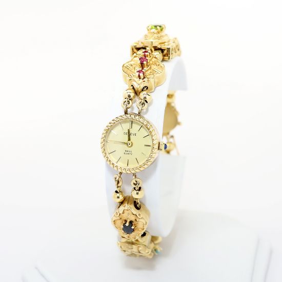 Picture of Geneve Quartz Watch on Slide Charm Bracelet, 14k Yellow Gold