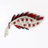 Picture of Vintage Signed Hobé Red & Clear Rhinestone Leaf Brooch