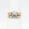 Picture of Art Deco Era 14k Yellow and White Gold & European Cut Diamond Engagement Ring and Wedding Band Set, US Size 8