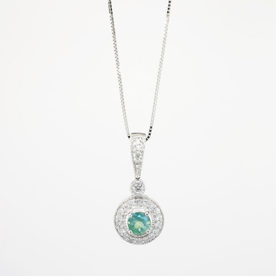 Picture of 14k White Gold Necklace with Diamond & Alexandrite Pendant