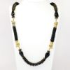 Picture of Vintage Signed Miriam Haskell Black Onyx Bead & Brass Ram's Head Etruscan Revival Necklace