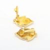 Picture of Vintage Signed Christian Dior Gold Tone Leaf Earrings with Yellow Rhinestones
