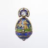 Picture of Sterling Silver & Guilloche Enamel Nativity Egg Pendant with Scene Inside