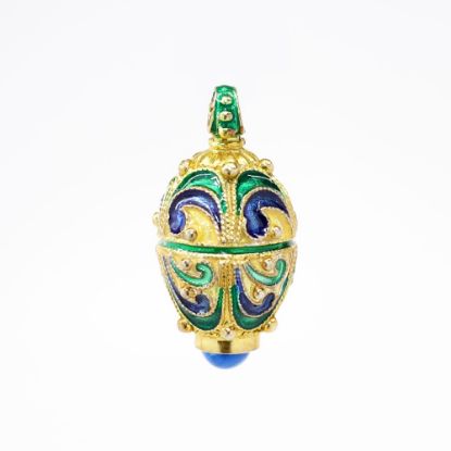 Picture of Gilt Sterling Silver Cloisonné Enamel Egg Pendant with Lapis Cabochon