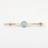 Picture of Antique 14k Yellow Gold, Seed Pearl and Aquamarine Bar Brooch