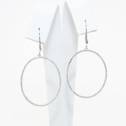 Picture of 10k White Gold & Diamond Oval Drop Earrings