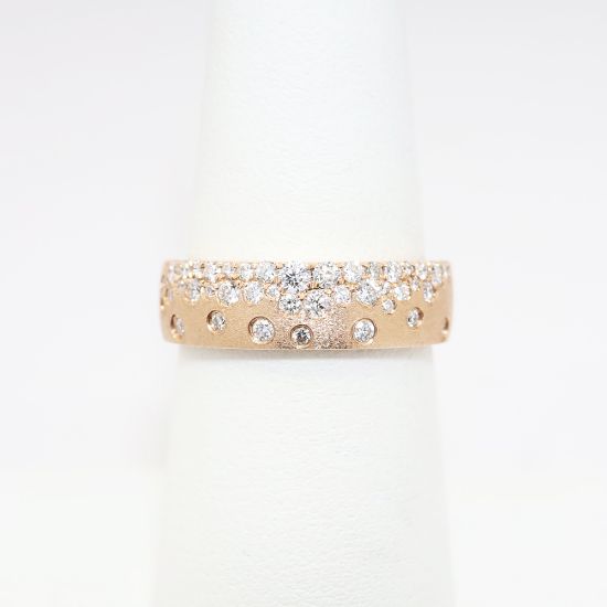 Picture of Confetti Collection Brushed 14k Rose Gold & Diamond Ring