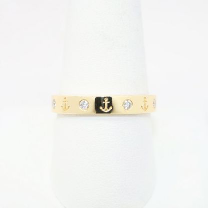 Picture of Nemati 14k Yellow Gold & Channel Set Diamond Men's Ring with Anchor Details