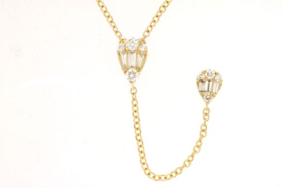 Picture of Baguette and Diamond Cluster 14k White Gold Necklace with Dangling Diamond Accent