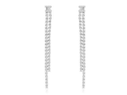 Picture of Unique Diamond Dangling Strip Earrings set in 14k White Gold
