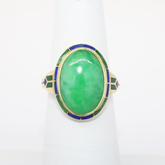 Picture of 18k Yellow Gold Tiffany & Co.  Cabochon Jade Ring 
