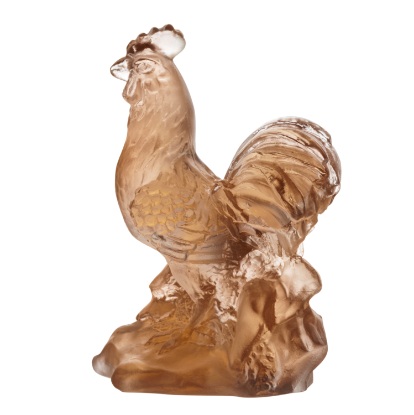 Picture of Daum Amber & Grey Zodiac Rooster Crystal Figurine