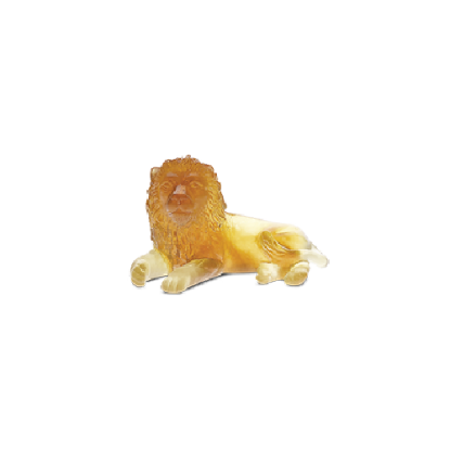 Picture of Daum Mini Lion in Amber Crystal Figurine