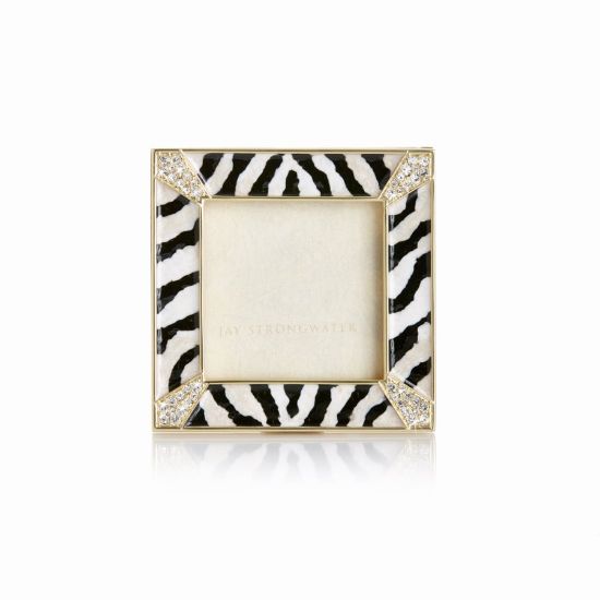 Picture of Jay Strongwater Leland Pavé Corner  Square Frame - Zebra