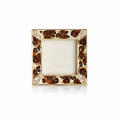 Picture of Jay Strongwater Leland Pavé Corner Square Frame - Amber Leopard