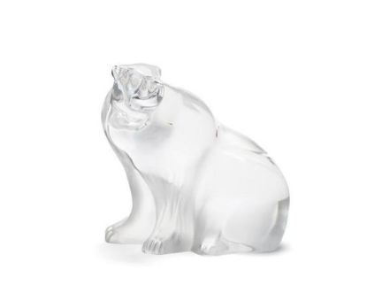 Picture of Lalique Large Clear & Frosted Crystal Polar Bear Figurine #11637